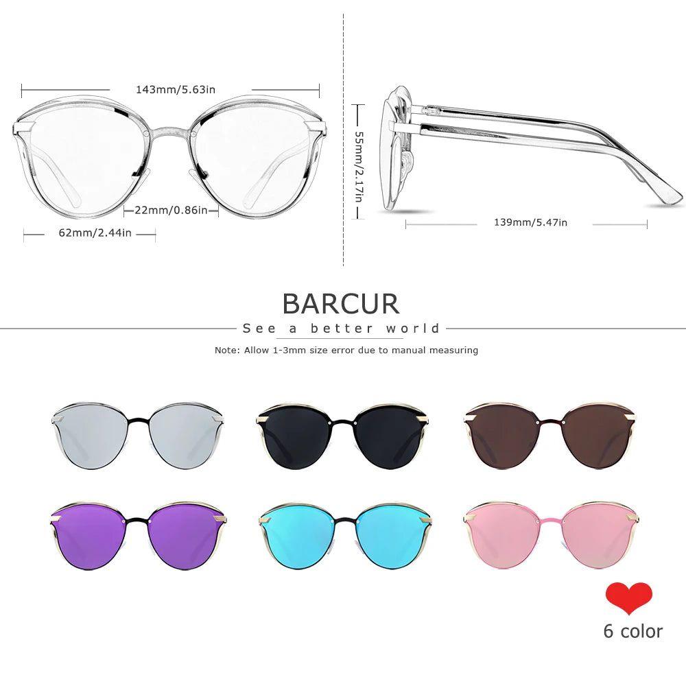 Barcur Women's Elegant Round Cat Eye Polarized Sunglasses - Chic UV Protection Shades - Lucid Fantasy 