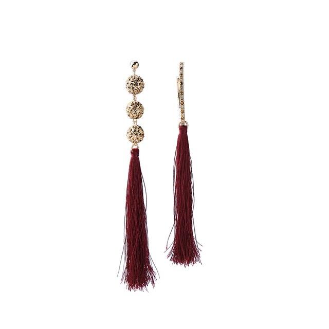 Bohemian Chic Asymmetric Tassel Drop Earrings - Handmade Statement Jewelry - Lucid Fantasy 