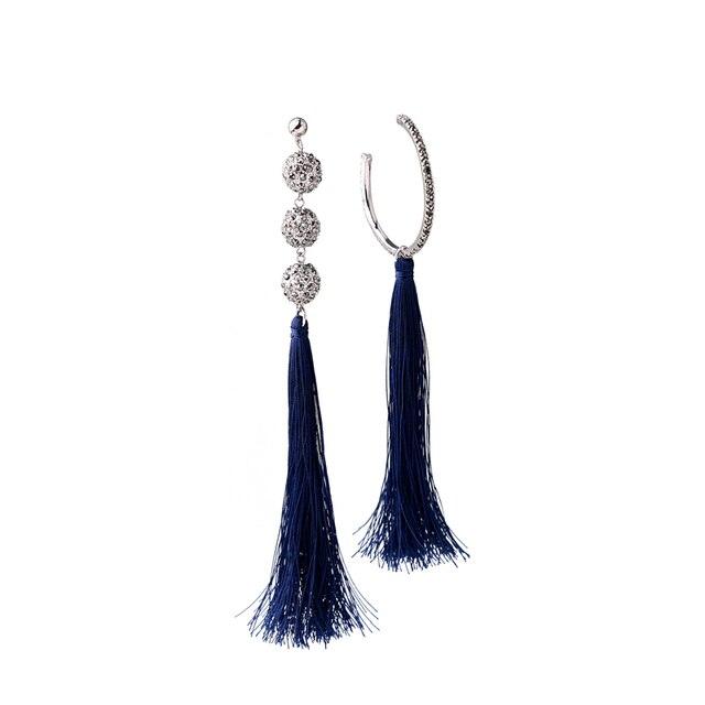 Bohemian Chic Asymmetric Tassel Drop Earrings - Handmade Statement Jewelry - Lucid Fantasy 