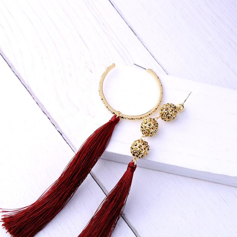 Bohemian Chic Asymmetric Tassel Drop Earrings - Handmade Statement Jewelry - Lucid Fantasy 