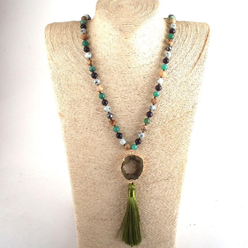 Bohemian Chic Colorful Druzy Stone Tassel Necklace - Lucid Fantasy 