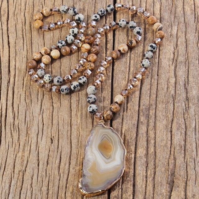 Bohemian Natural Stone Crystal Pendant Statement Necklace - Lucid Fantasy 