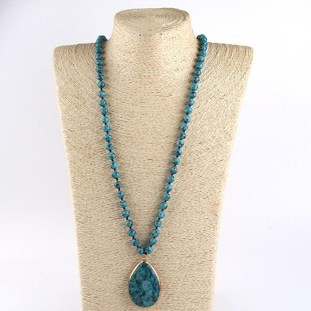 BOHO Big Stone Beaded Pendant Necklace for Unique Style - Lucid Fantasy 