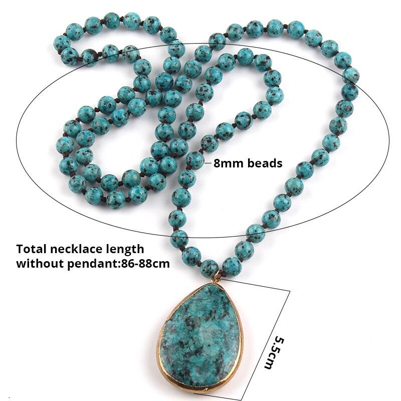 BOHO Big Stone Beaded Pendant Necklace for Unique Style - Lucid Fantasy 