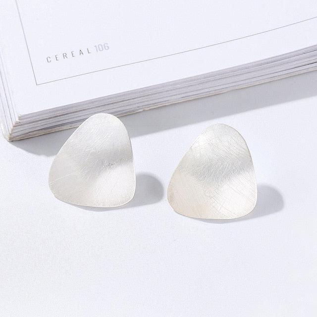 Boho Chic Elegance Brushed Metal Maxi Stud Earrings - Minimalist Fashion Statement - Lucid Fantasy 