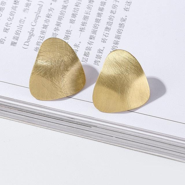 Boho Chic Elegance Brushed Metal Maxi Stud Earrings - Minimalist Fashion Statement - Lucid Fantasy 