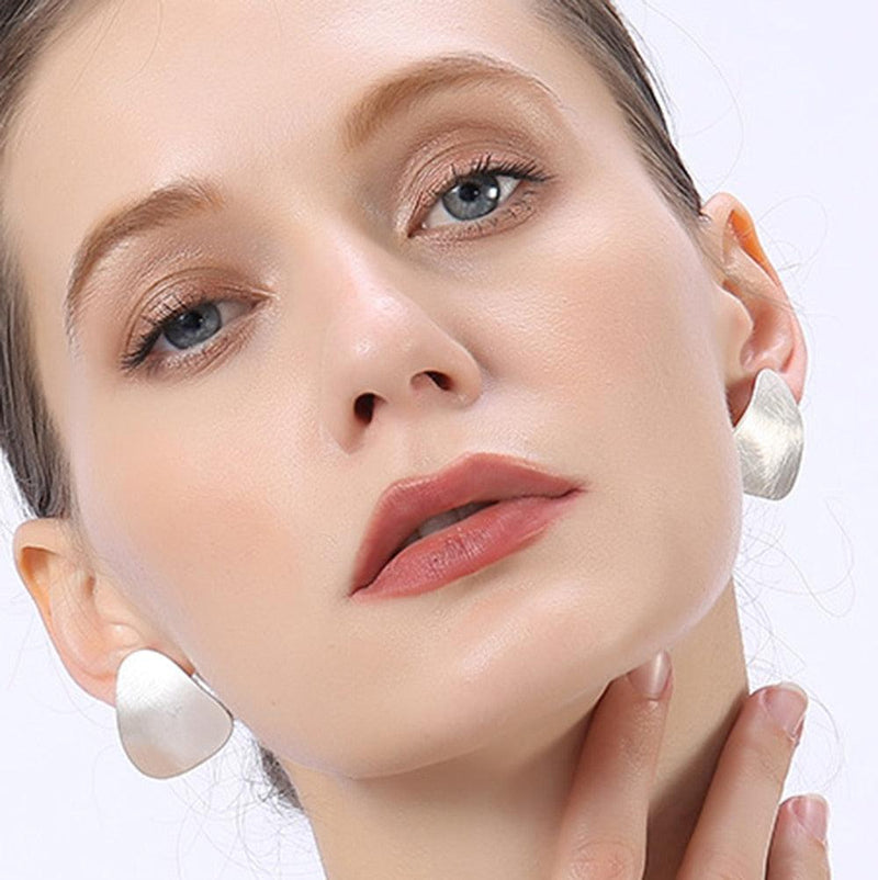 Boho Chic Elegance Brushed Metal Maxi Stud Earrings - Minimalist Fashion Statement - Lucid Fantasy 