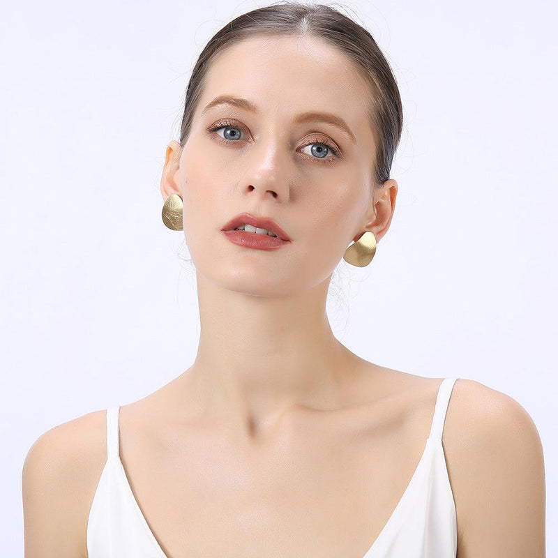 Boho Chic Elegance Brushed Metal Maxi Stud Earrings - Minimalist Fashion Statement - Lucid Fantasy 