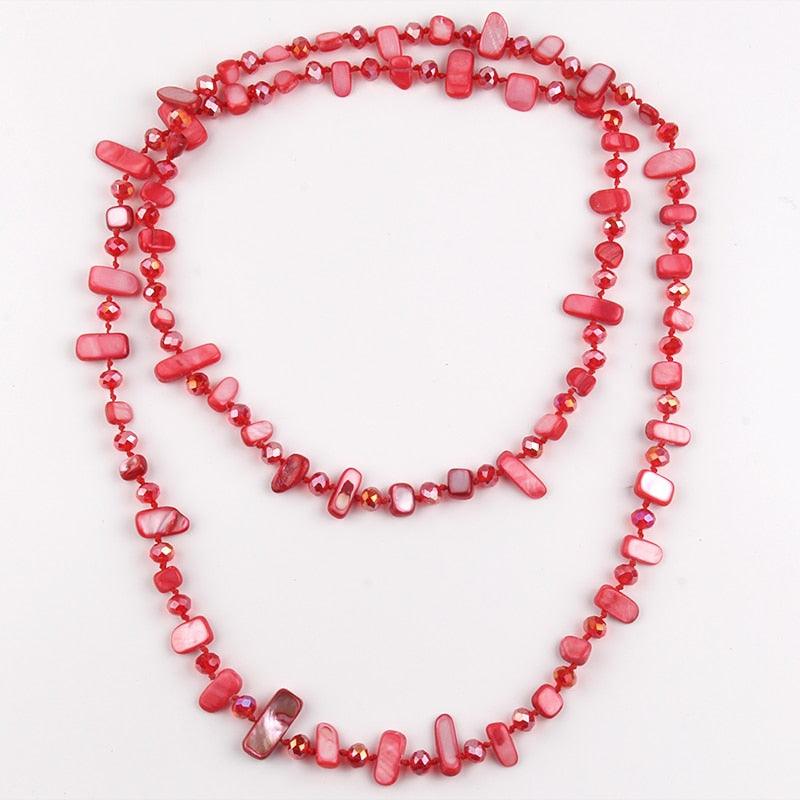 BOHO Elegance: 120cm Vibrant Shell and Bead Statement Necklace - Lucid Fantasy 