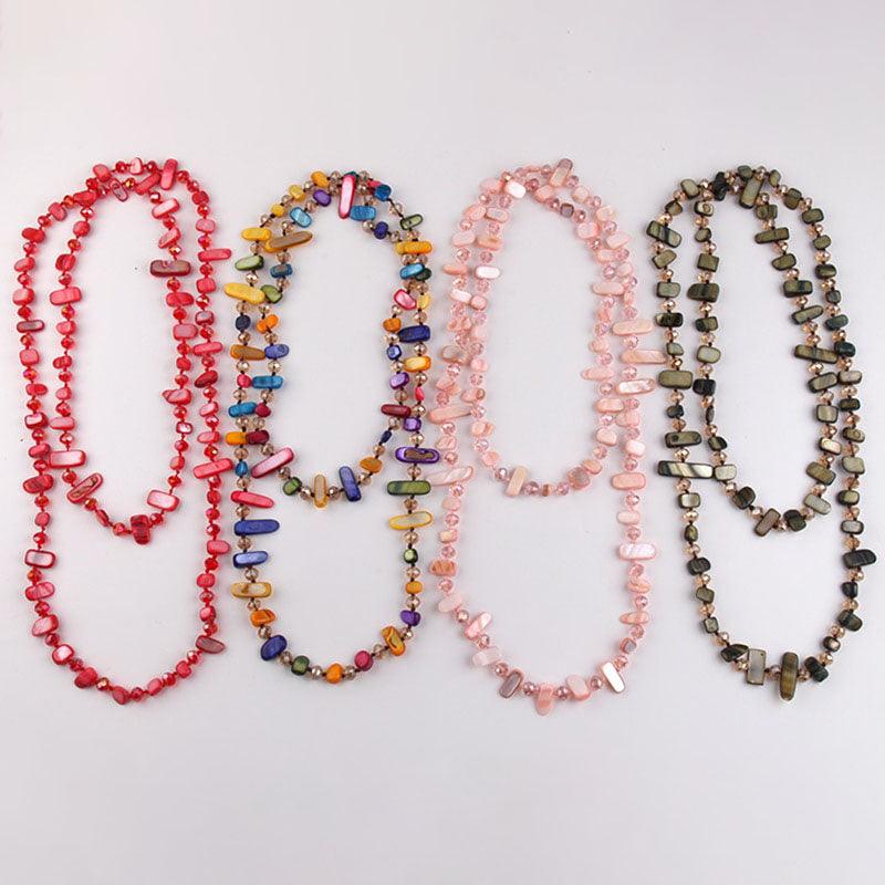 BOHO Elegance: 120cm Vibrant Shell and Bead Statement Necklace - Lucid Fantasy 