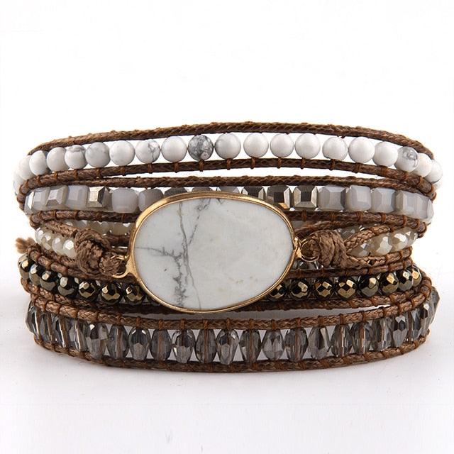 BOHO Elegance Semi-Precious Stone Wrap Bracelet - 85cm Fashion Accessory - Lucid Fantasy 