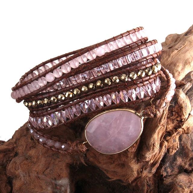 BOHO Elegance Semi-Precious Stone Wrap Bracelet - 85cm Fashion Accessory - Lucid Fantasy 