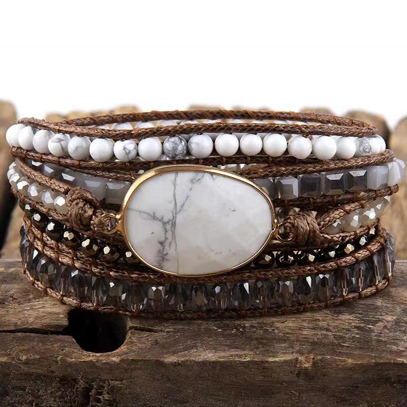 BOHO Elegance Semi-Precious Stone Wrap Bracelet - 85cm Fashion Accessory - Lucid Fantasy 