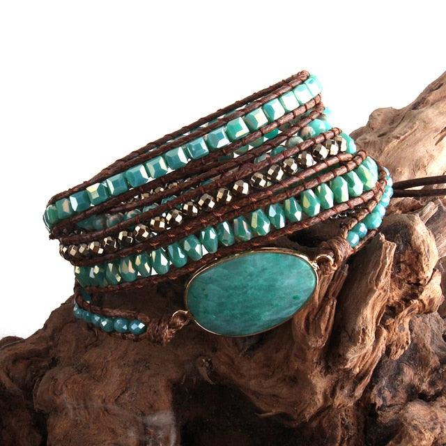 BOHO Elegance Semi-Precious Stone Wrap Bracelet - 85cm Fashion Accessory - Lucid Fantasy 