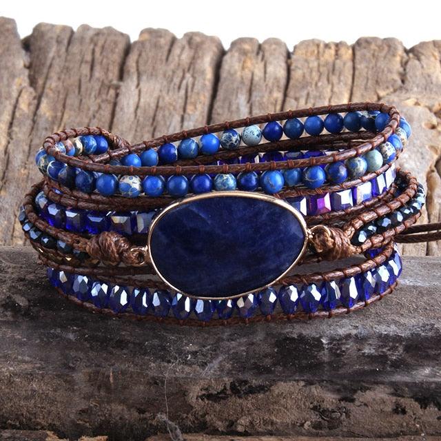 BOHO Elegance Semi-Precious Stone Wrap Bracelet - 85cm Fashion Accessory - Lucid Fantasy 