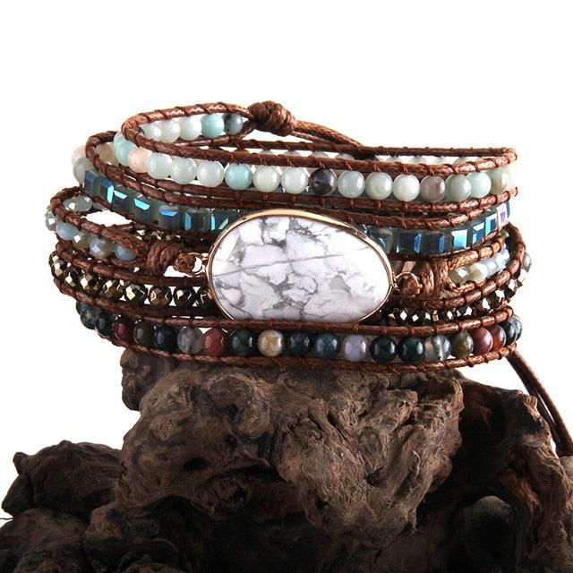 BOHO Elegance Semi-Precious Stone Wrap Bracelet - 85cm Fashion Accessory - Lucid Fantasy 