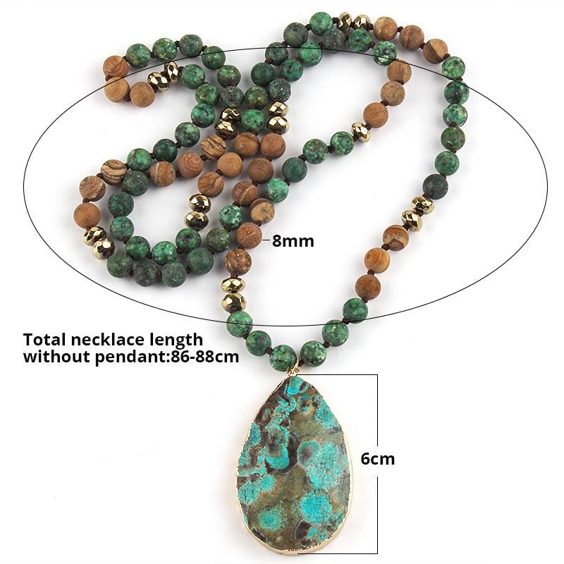 BOHO Elegance: Unique Natural Stone Pendant Drop Necklace - 6 Vibrant Styles Available - Lucid Fantasy 