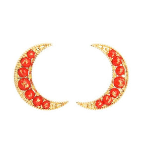 BOHO Three Tone Exquisite Resin Ornament Moon Stud Earrings