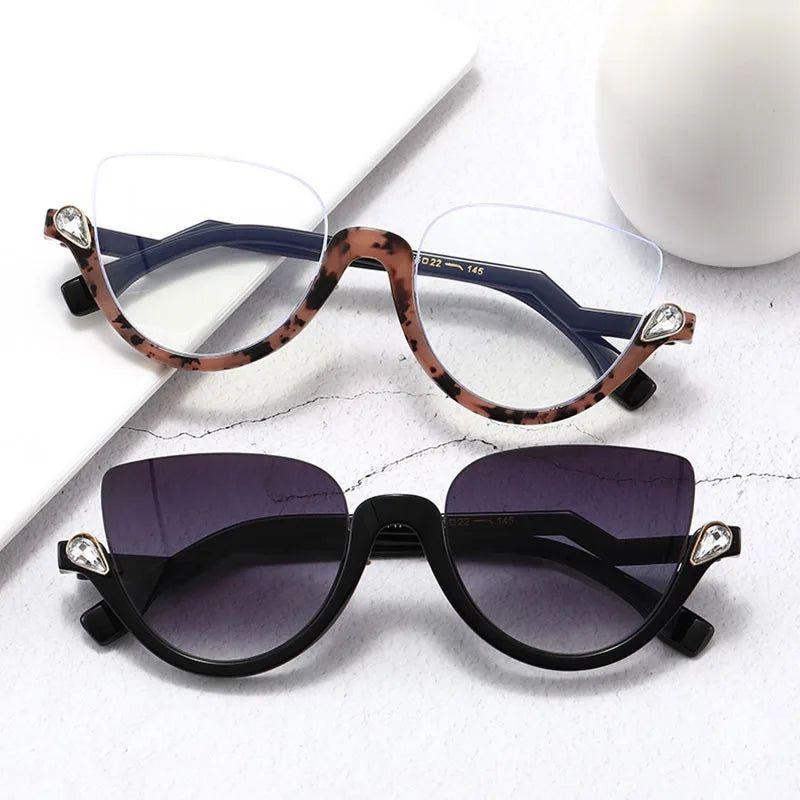 Chic Cat Eye Anti-Blue Light Computer Glasses with Half Frame Design - Lucid Fantasy 