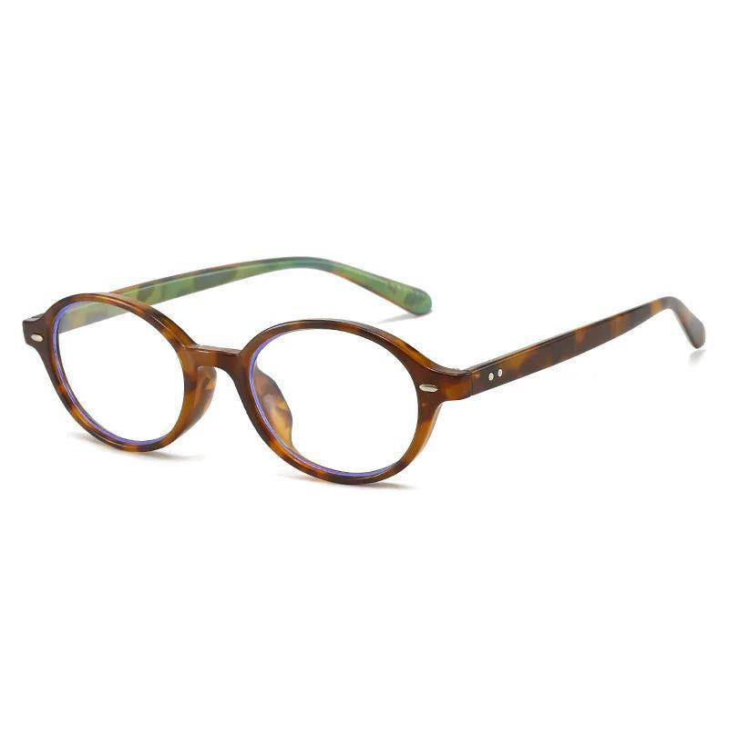 Chic Oval Retro Rivet Anti-Blue Light Eyewear Frames - Lucid Fantasy 