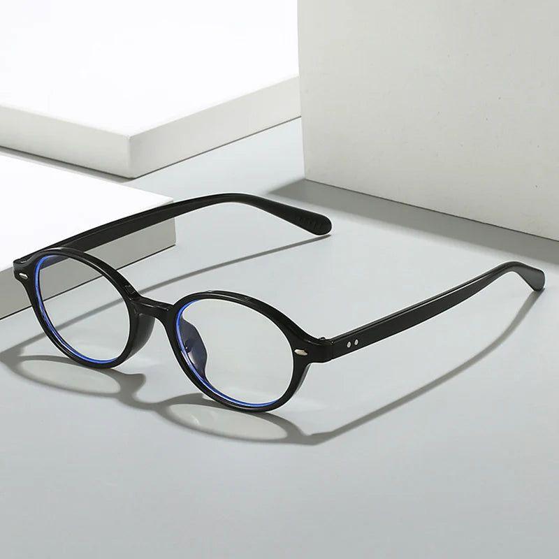 Chic Oval Retro Rivet Anti-Blue Light Eyewear Frames - Lucid Fantasy 