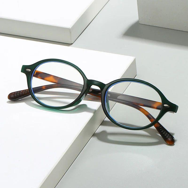 Chic Oval Retro Rivet Anti-Blue Light Eyewear Frames - Lucid Fantasy 