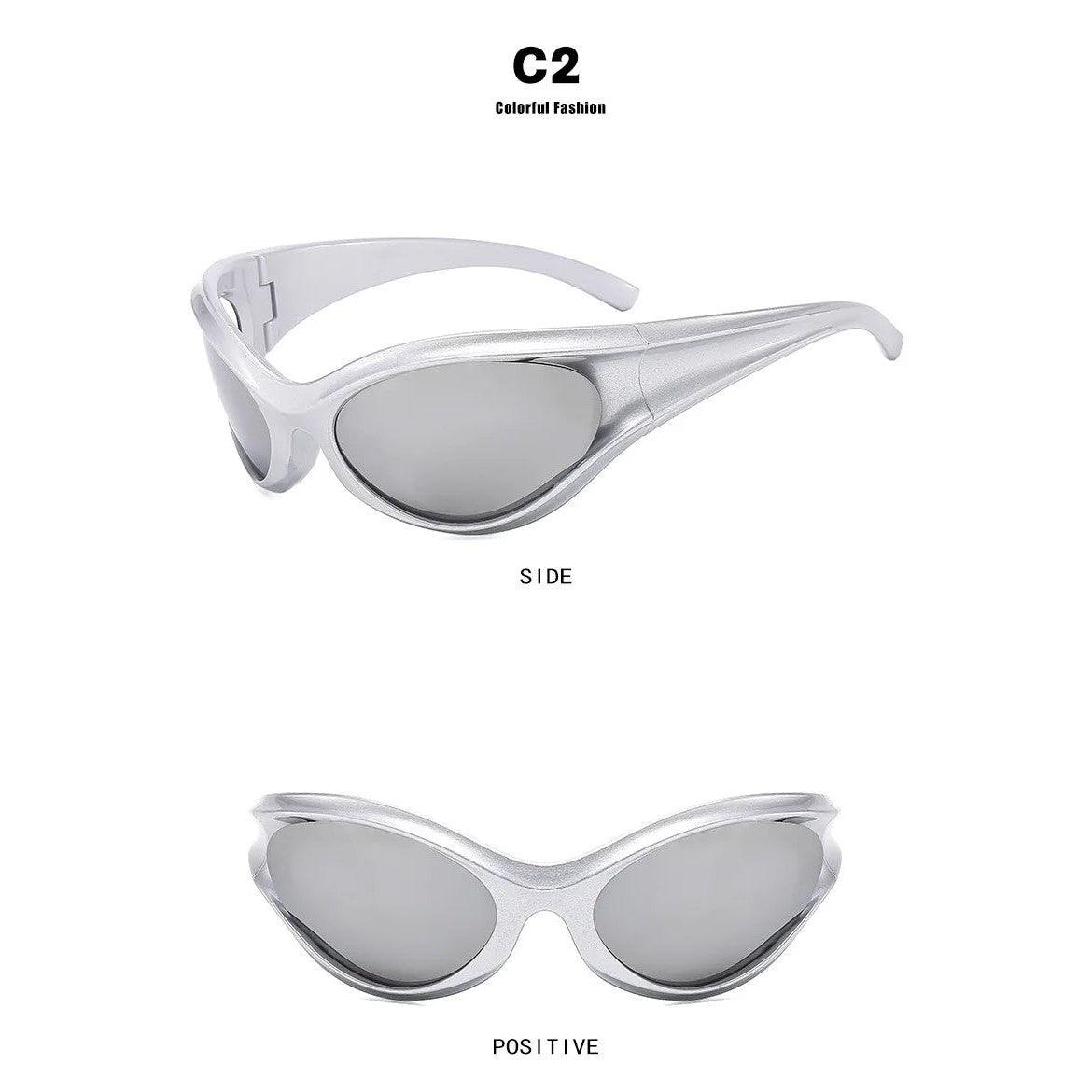 Chic Oval Y2K Wrap Around Sunglasses with UV400 Protection - Lucid Fantasy 