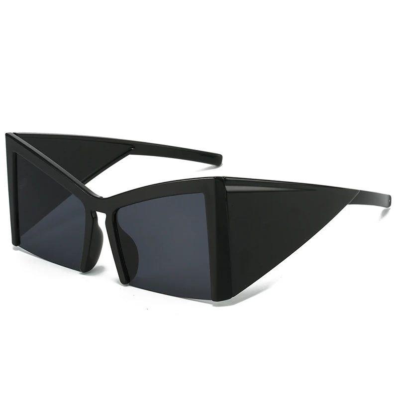 Chic Oversized Cat Eye Sunglasses with Semi-Rimless Gradient Lenses and UV400 Protection - Lucid Fantasy 