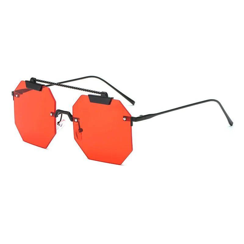 Chic Oversized Rimless Square Sunglasses with UV400 Protection - Lucid Fantasy 