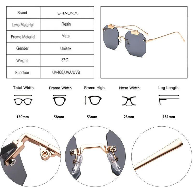 Chic Oversized Rimless Square Sunglasses with UV400 Protection - Lucid Fantasy 