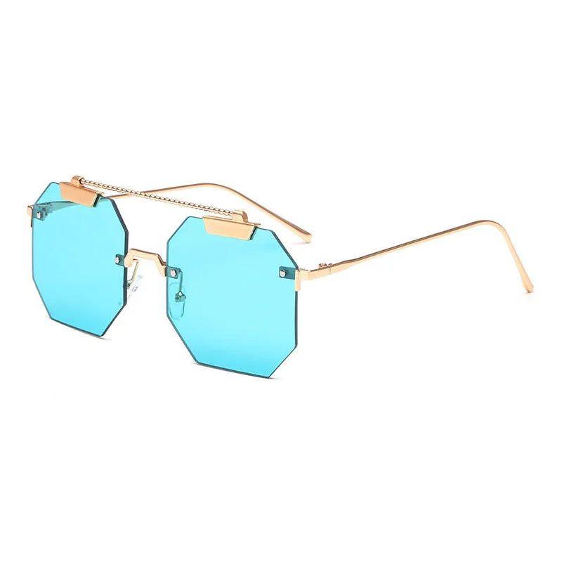 Chic Oversized Rimless Square Sunglasses with UV400 Protection - Lucid Fantasy 