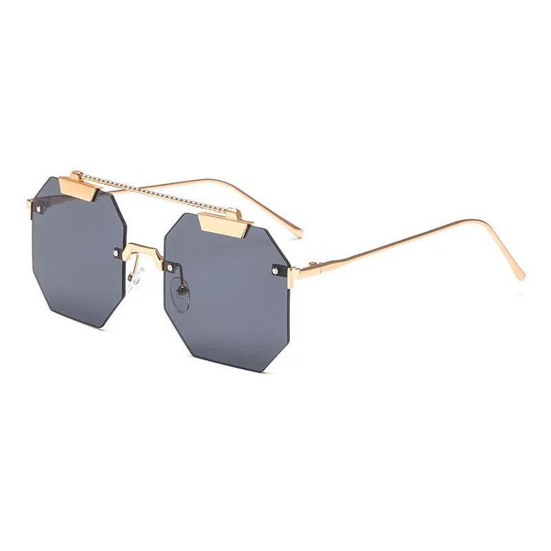 Chic Oversized Rimless Square Sunglasses with UV400 Protection - Lucid Fantasy 