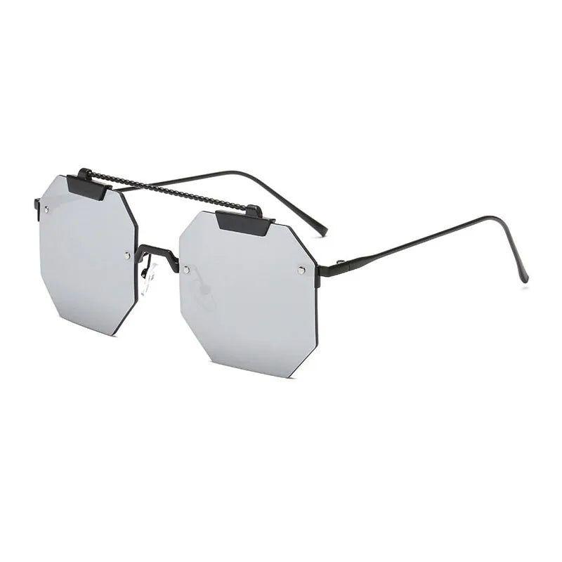 Chic Oversized Rimless Square Sunglasses with UV400 Protection - Lucid Fantasy 