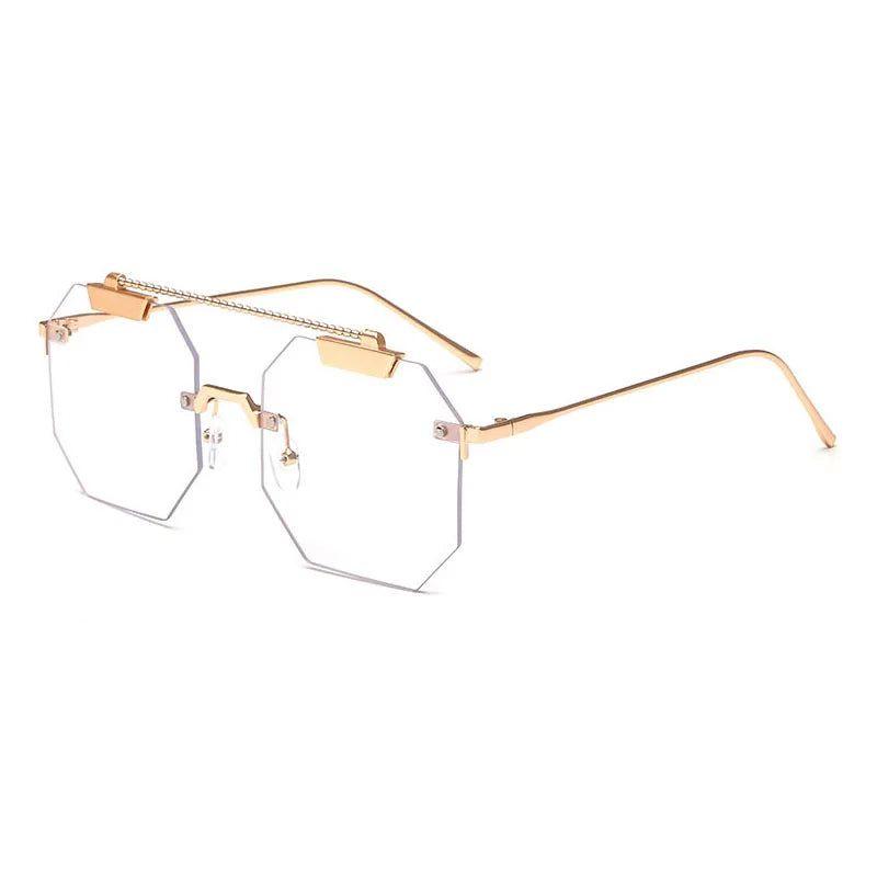 Chic Oversized Rimless Square Sunglasses with UV400 Protection - Lucid Fantasy 