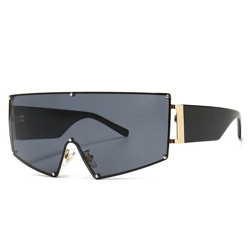 Chic Oversized Shield Sunglasses with UV400 Protection - Lucid Fantasy 