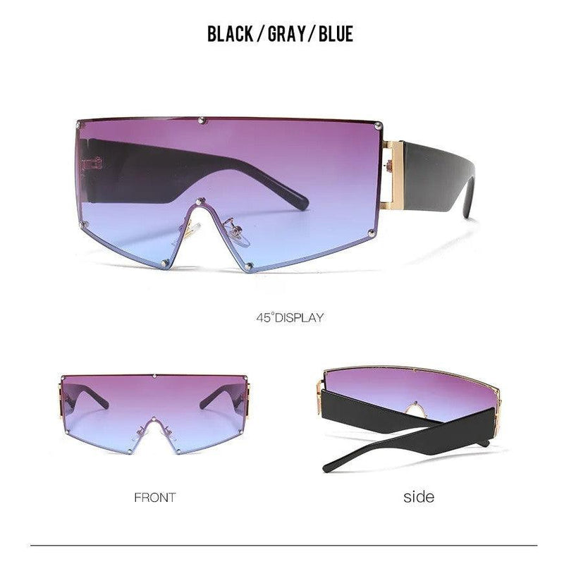 Chic Oversized Shield Sunglasses with UV400 Protection - Lucid Fantasy 