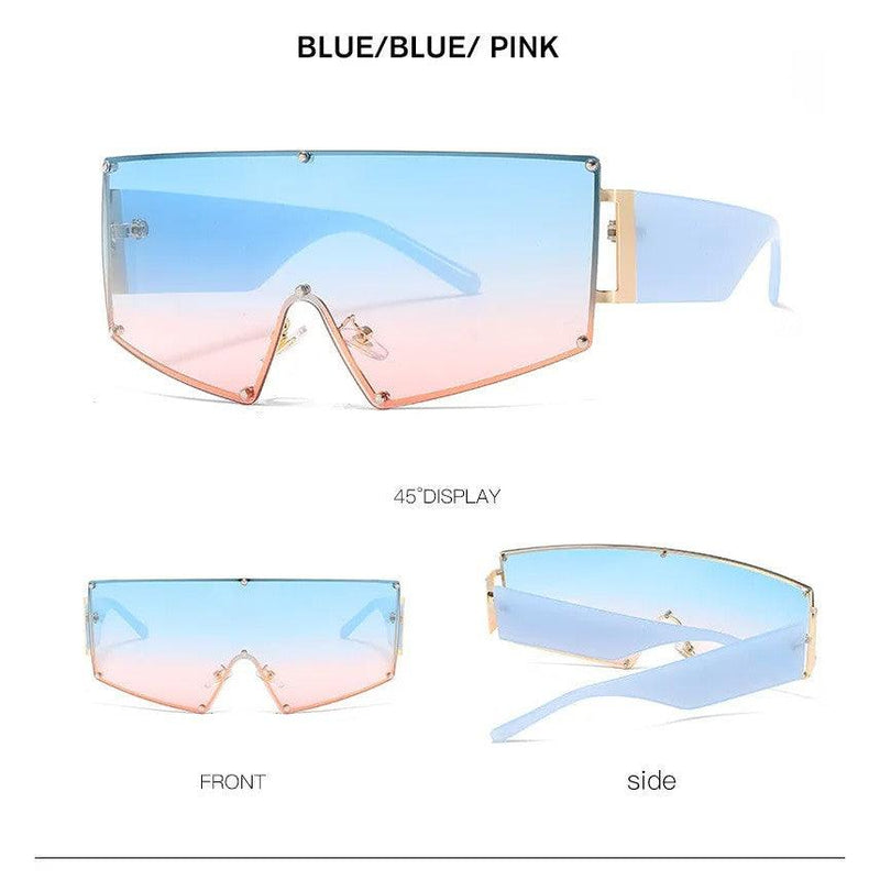 Chic Oversized Shield Sunglasses with UV400 Protection - Lucid Fantasy 