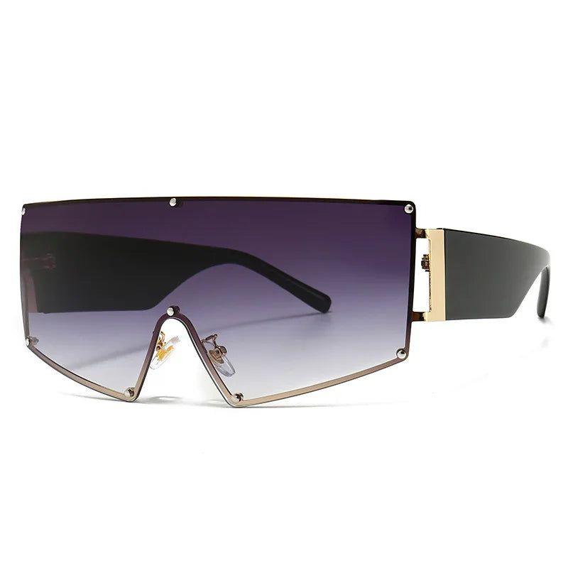 Chic Oversized Shield Sunglasses with UV400 Protection - Lucid Fantasy 