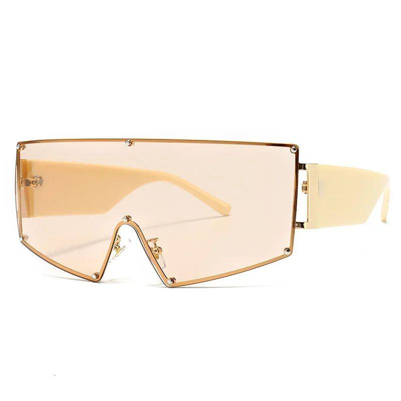 Chic Oversized Shield Sunglasses with UV400 Protection - Lucid Fantasy 