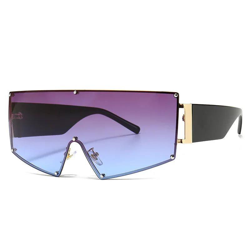 Chic Oversized Shield Sunglasses with UV400 Protection - Lucid Fantasy 