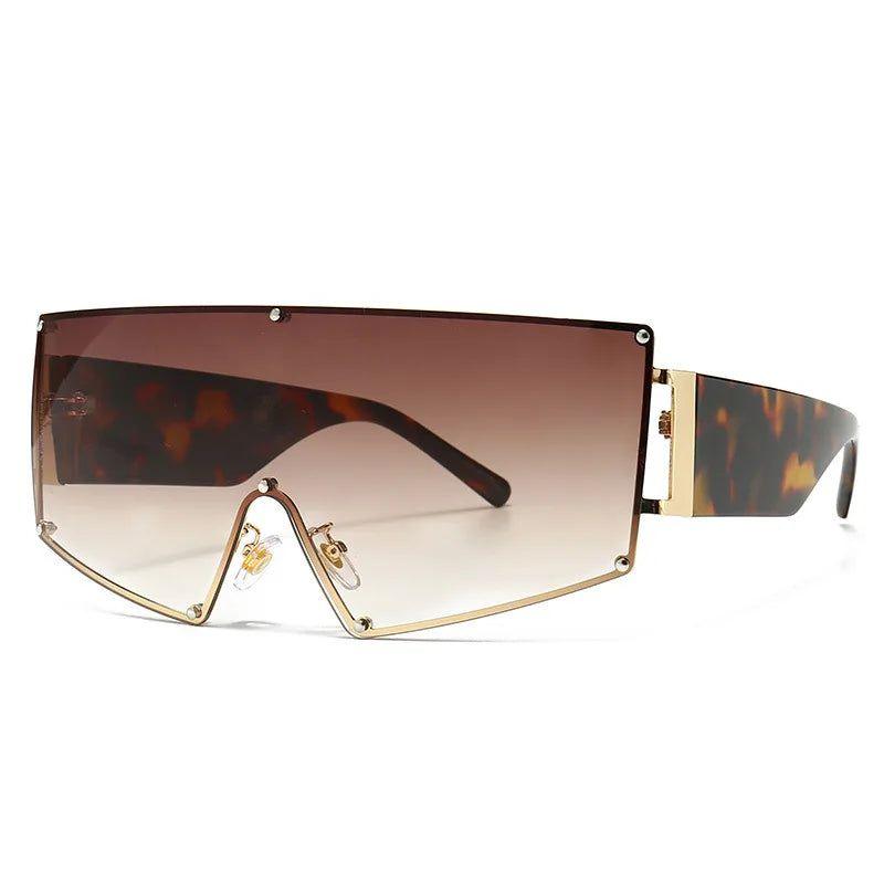 Chic Oversized Shield Sunglasses with UV400 Protection - Lucid Fantasy 