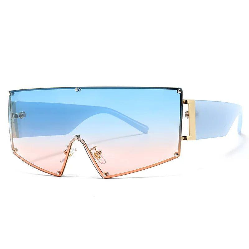 Chic Oversized Shield Sunglasses with UV400 Protection - Lucid Fantasy 