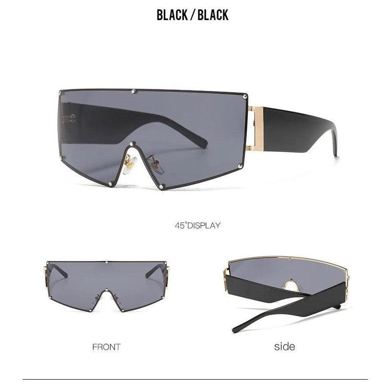 Chic Oversized Shield Sunglasses with UV400 Protection - Lucid Fantasy 