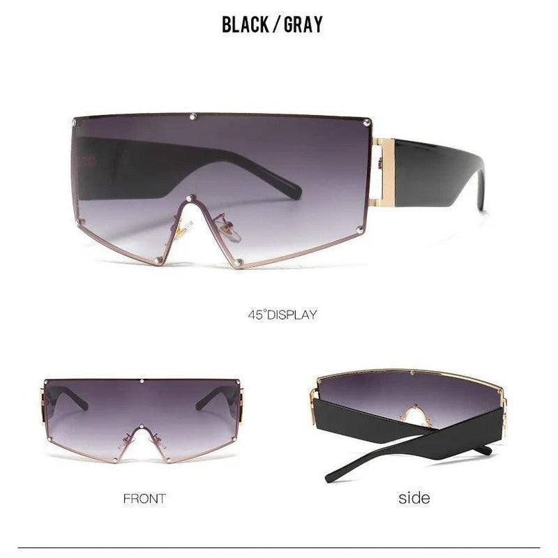 Chic Oversized Shield Sunglasses with UV400 Protection - Lucid Fantasy 