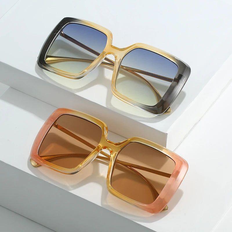 Chic Oversized Square Gradient Sunglasses with UV400 Protection - Lucid Fantasy 