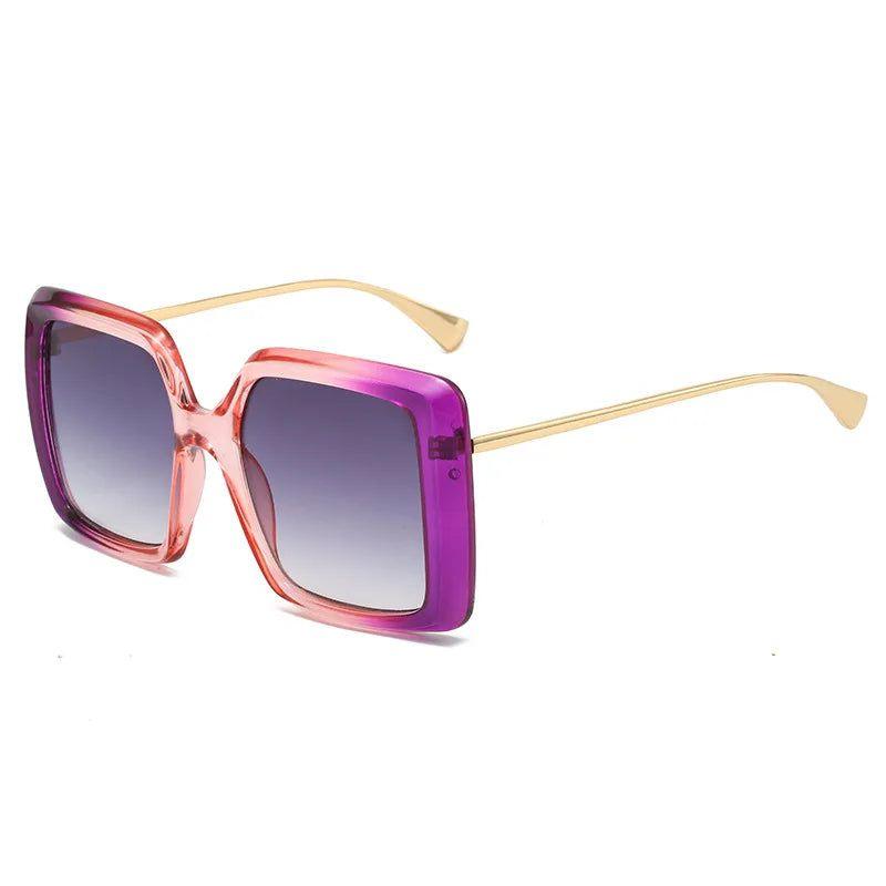 Chic Oversized Square Gradient Sunglasses with UV400 Protection - Lucid Fantasy 