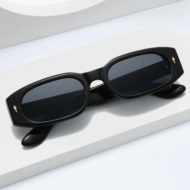 Chic Retro Candy Color Rectangle Sunglasses with UV400 Protection and Stylish Rivet Accents - Lucid Fantasy 