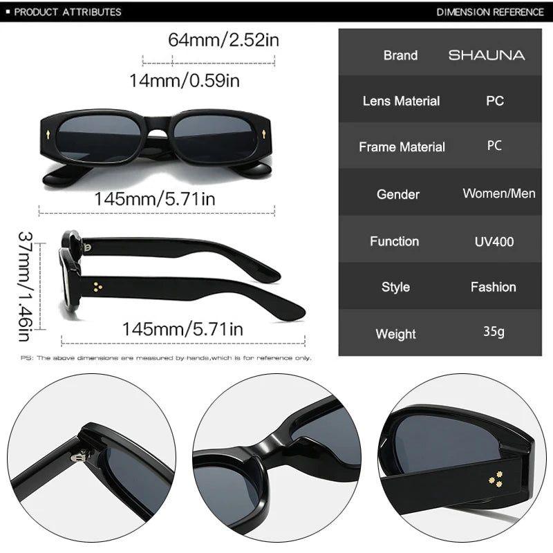 Chic Retro Candy Color Rectangle Sunglasses with UV400 Protection and Stylish Rivet Accents - Lucid Fantasy 