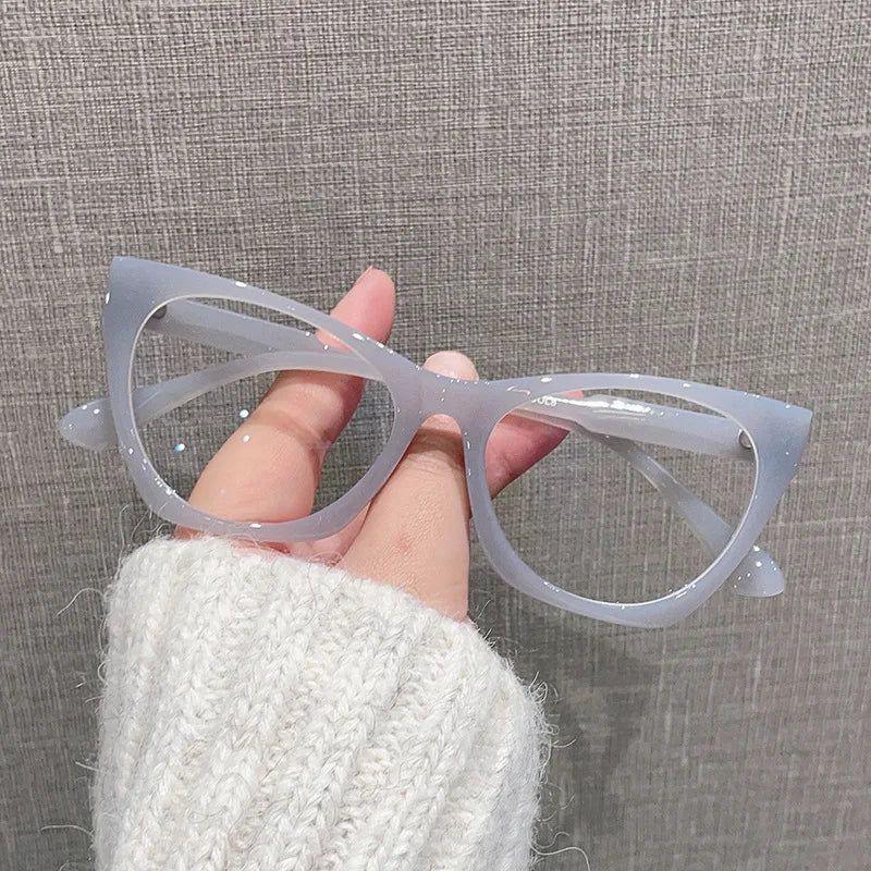 Chic Retro Cat Eye Anti-Blue Light Glasses with Clear Lenses and Stylish Contrast Frame - Lucid Fantasy 