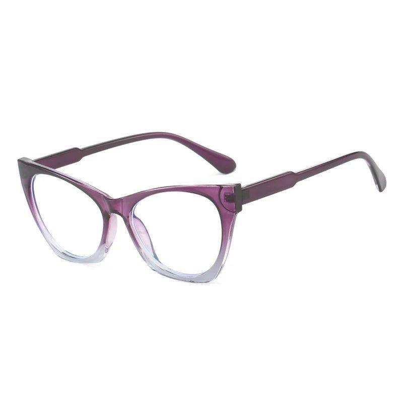 Chic Retro Cat Eye Anti-Blue Light Glasses with Clear Lenses and Stylish Contrast Frame - Lucid Fantasy 